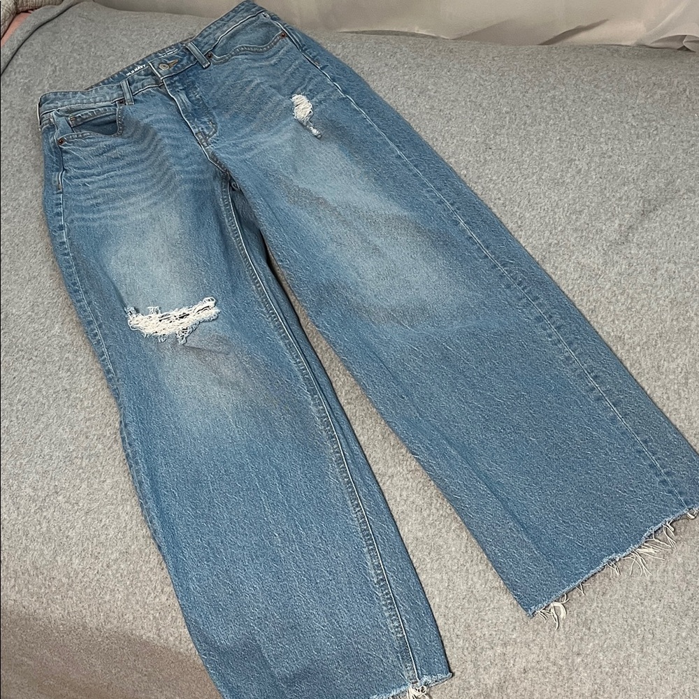 Old Navy Sky Hi Wide Leg Jeans Womens Size 6 High Waisted Grunge Skater Festival